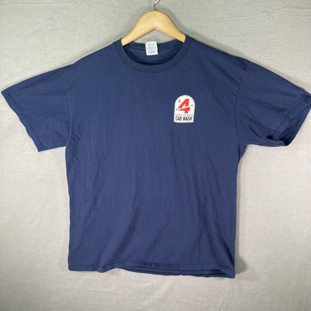 Port & Company‎ Mens Large Graphic T Shirt $4 Soft Cloth Car Wash Logo Blue